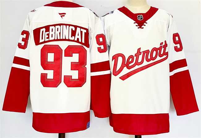 Men%27s Detroit Red Wings #93 Alex DeBrincat White Red 2024-25 Stitched Jersey